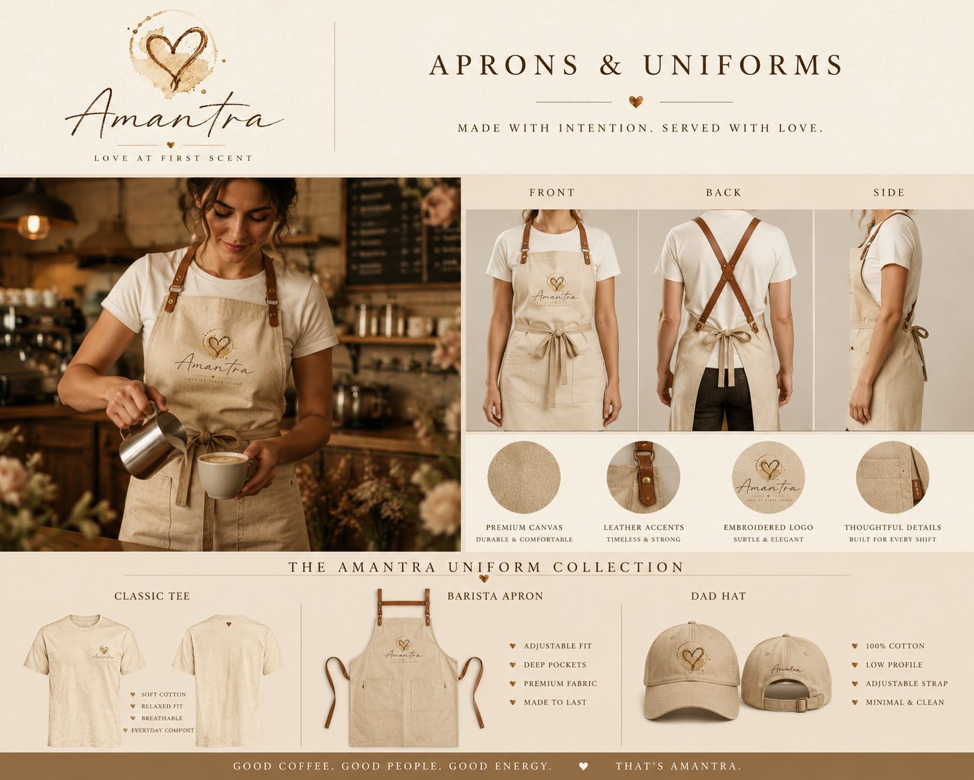 Amantra aprons and uniforms