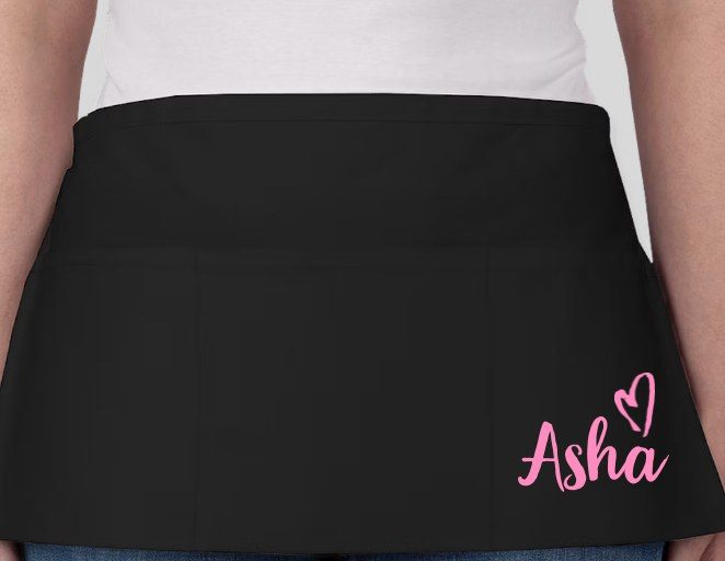 Apron with a name embroidered on it