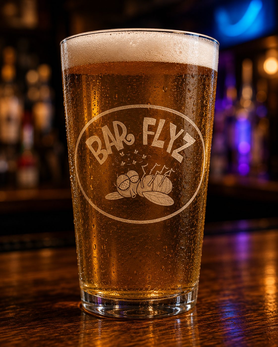 BarFlyz etched pint glass
