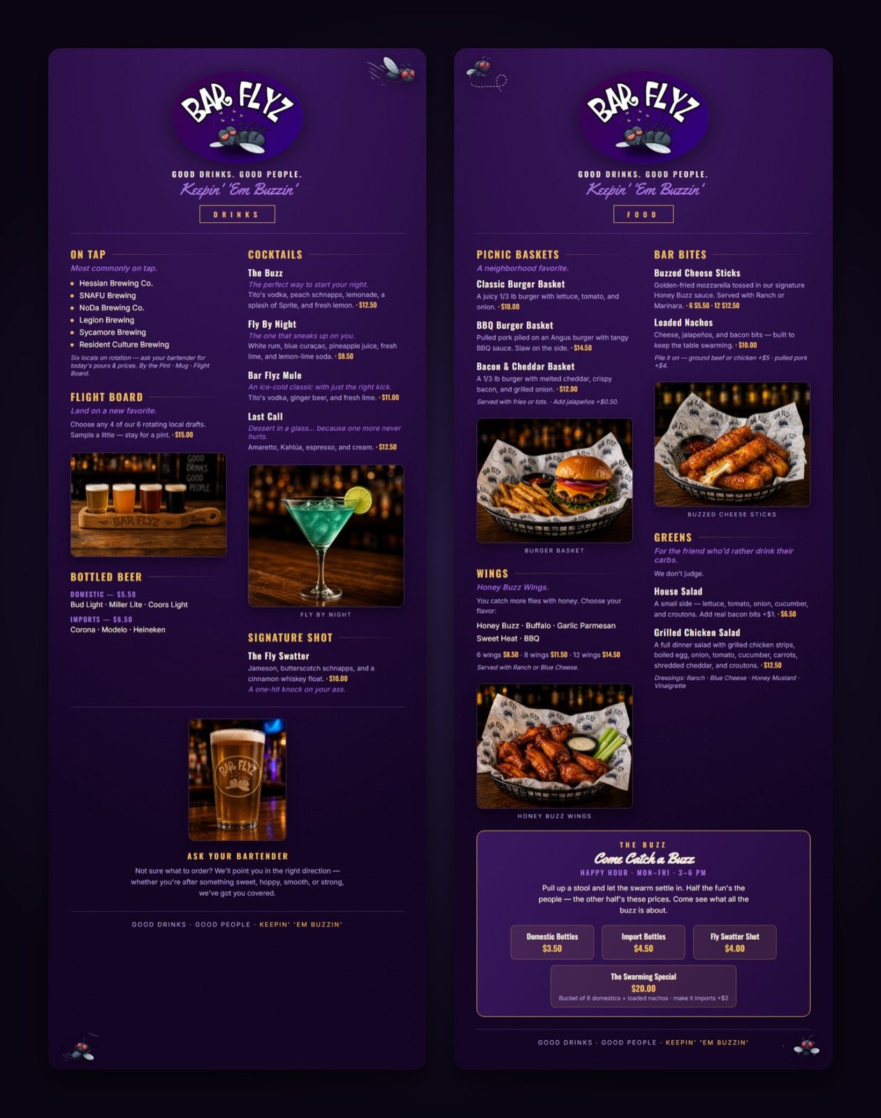 BarFlyz double-sided menu