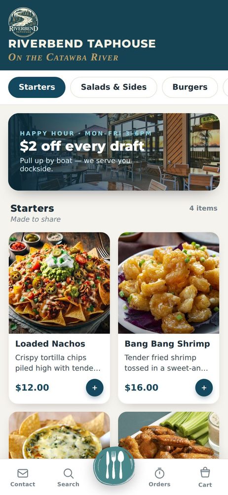 Live menu on a phone